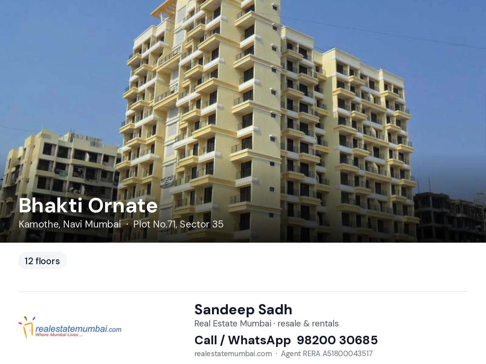 Bhakti Ornate, Kamothe, Navi Mumbai — flats | Real Estate Mumbai, Sandeep Sadh 98200 30685
