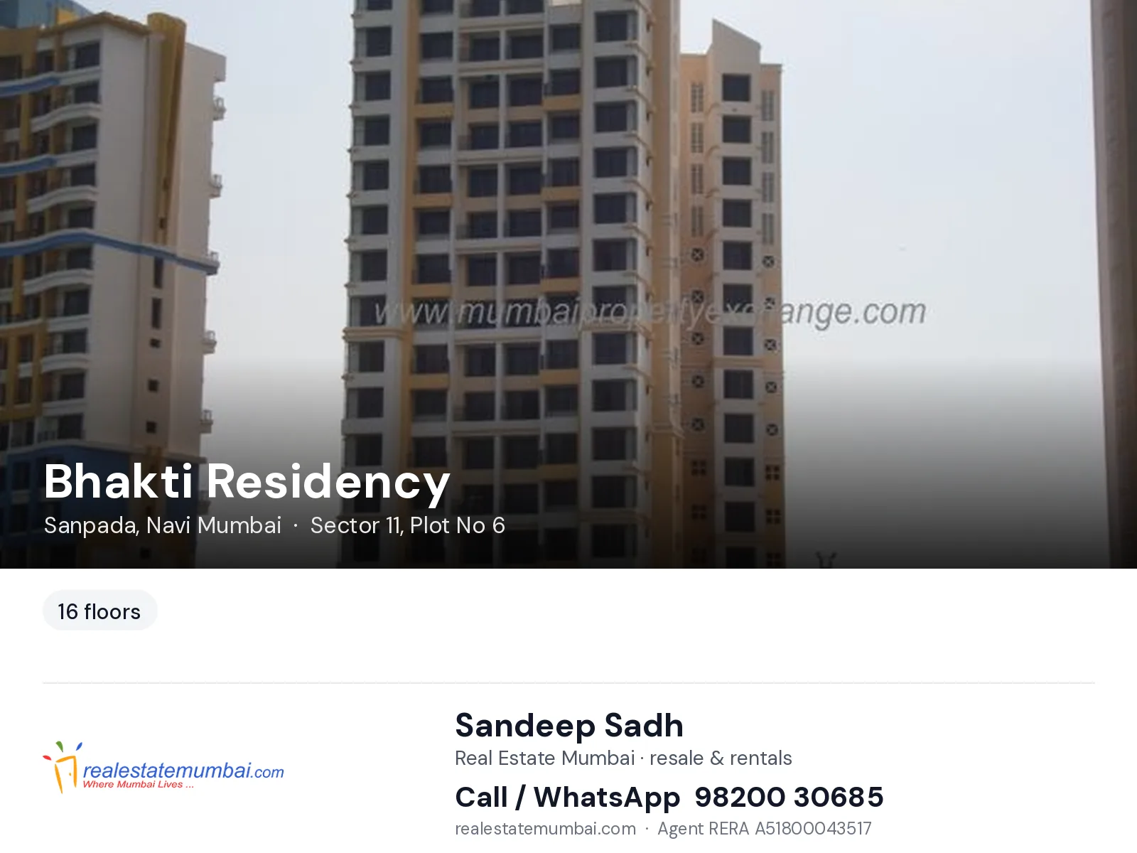 Bhakti Residency, Sanpada, Navi Mumbai — flats | Real Estate Mumbai, Sandeep Sadh 98200 30685
