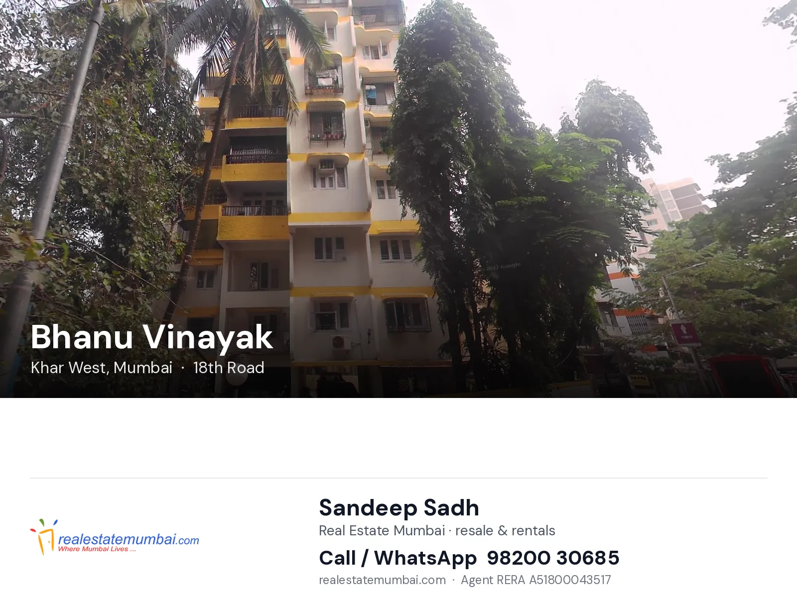 Bhanu Vinayak, Khar West, Mumbai — flats | Real Estate Mumbai, Sandeep Sadh 98200 30685