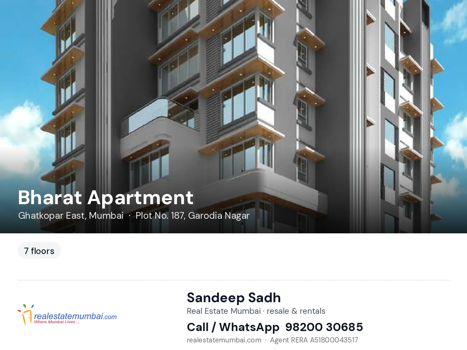 Bharat Apartment, Ghatkopar East, Mumbai — flats | Real Estate Mumbai, Sandeep Sadh 98200 30685