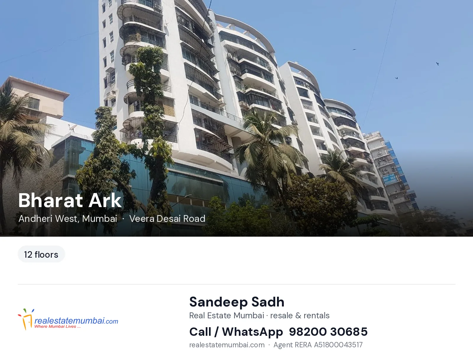 Bharat Ark, Andheri West, Mumbai — flats | Real Estate Mumbai, Sandeep Sadh 98200 30685