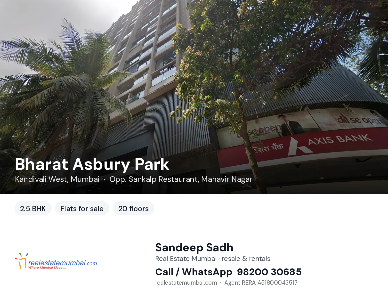 Bharat Asbury Park, Kandivali West, Mumbai — 2.5 BHK flats for sale | Real Estate Mumbai, Sandeep Sadh 98200 30685