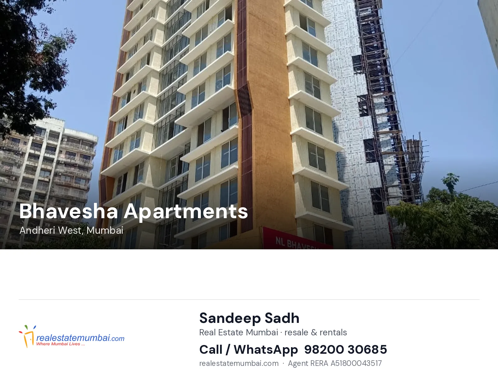 Bhavesha Apartments, Andheri West, Mumbai — flats | Real Estate Mumbai, Sandeep Sadh 98200 30685