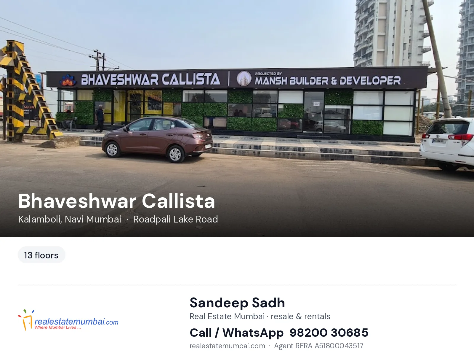 Bhaveshwar Callista, Kalamboli, Navi Mumbai — flats | Real Estate Mumbai, Sandeep Sadh 98200 30685