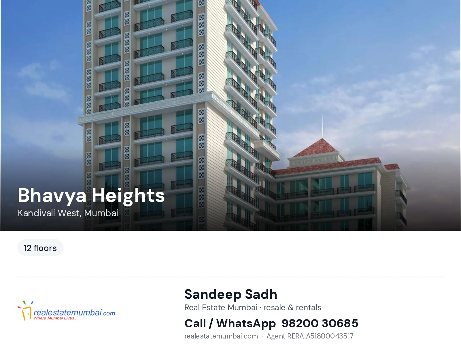 Bhavya Heights, Kandivali West, Mumbai — flats | Real Estate Mumbai, Sandeep Sadh 98200 30685