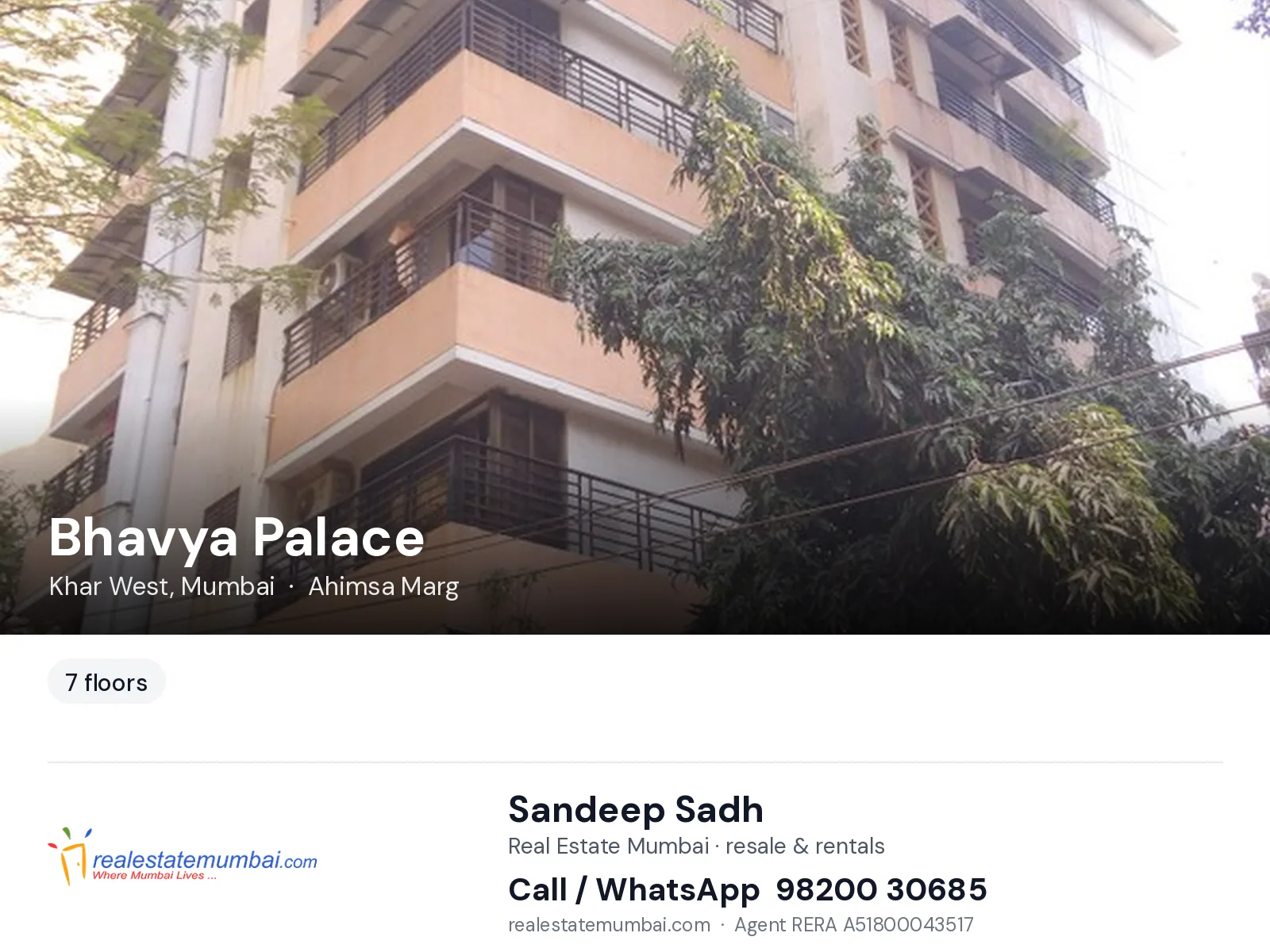 Bhavya Palace, Khar West, Mumbai — flats | Real Estate Mumbai, Sandeep Sadh 98200 30685