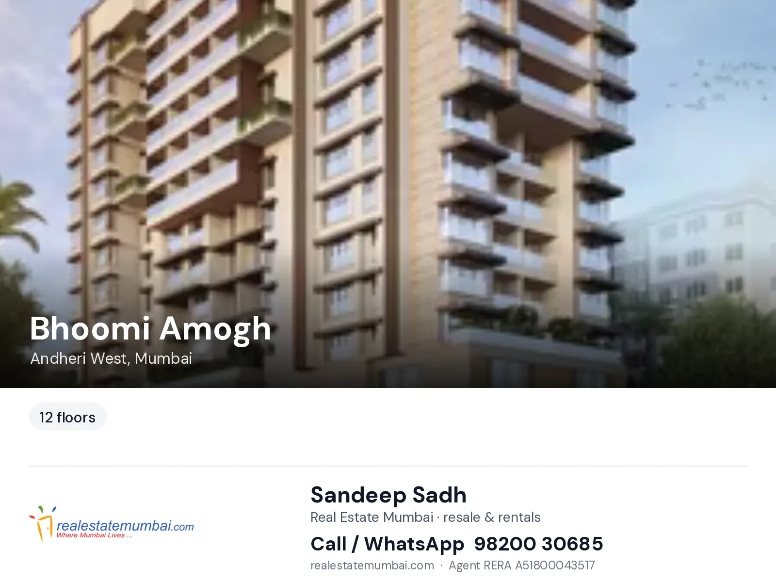 Bhoomi Amogh, Andheri West, Mumbai — flats | Real Estate Mumbai, Sandeep Sadh 98200 30685