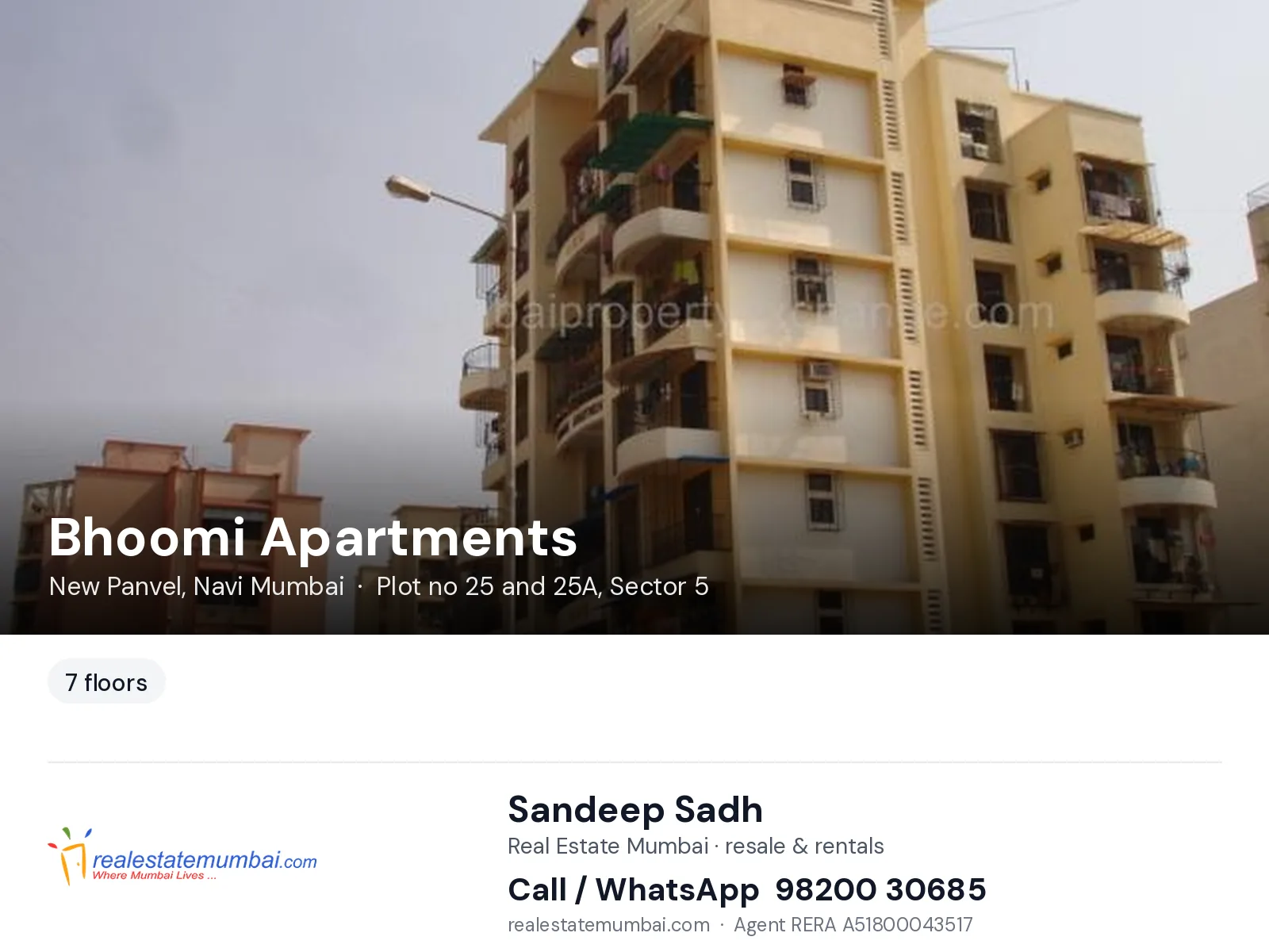 Bhoomi Apartments, New Panvel, Navi Mumbai — flats | Real Estate Mumbai, Sandeep Sadh 98200 30685