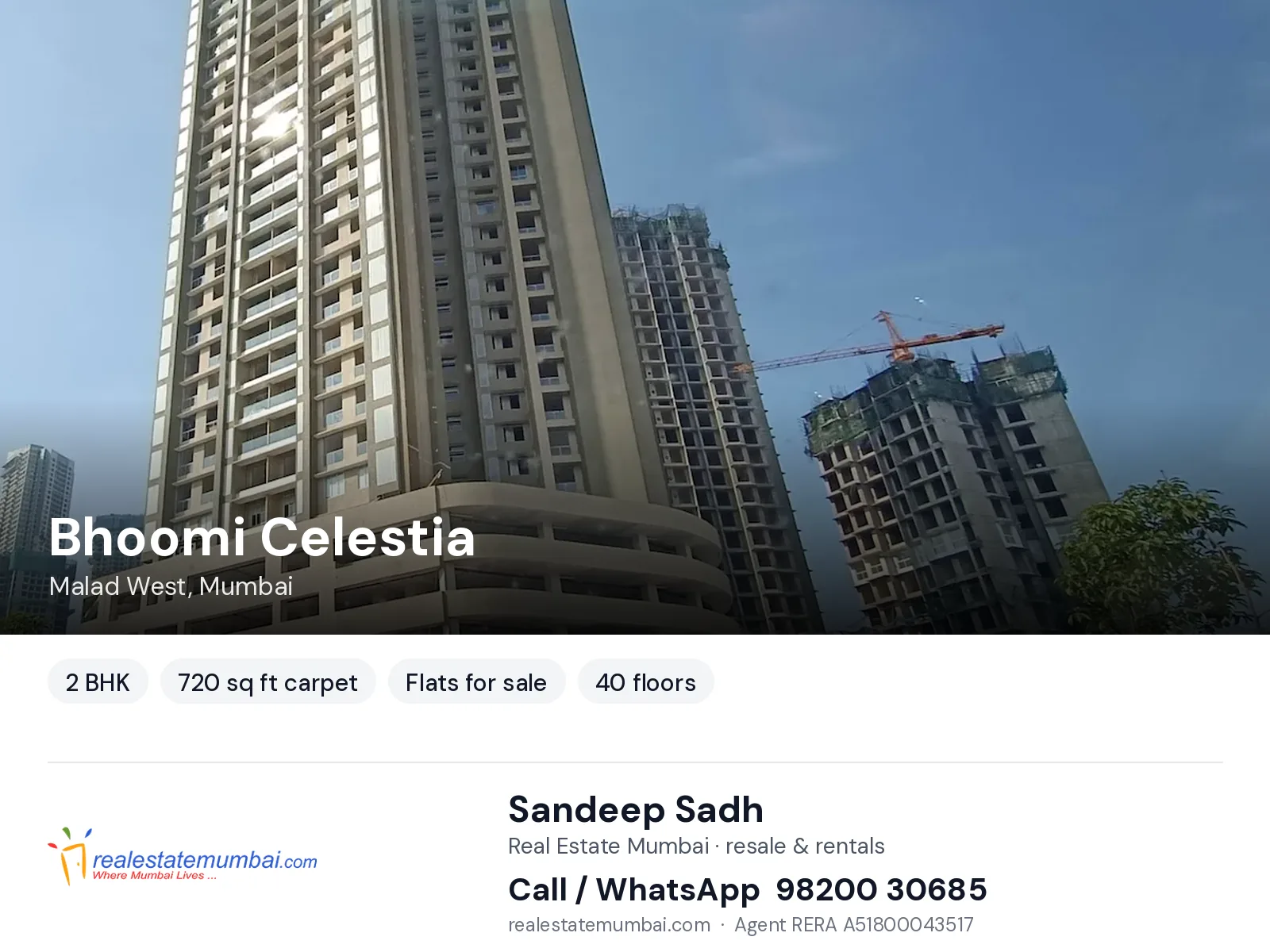 Bhoomi Celestia, Malad West, Mumbai — 2 BHK flats for sale | Real Estate Mumbai, Sandeep Sadh 98200 30685