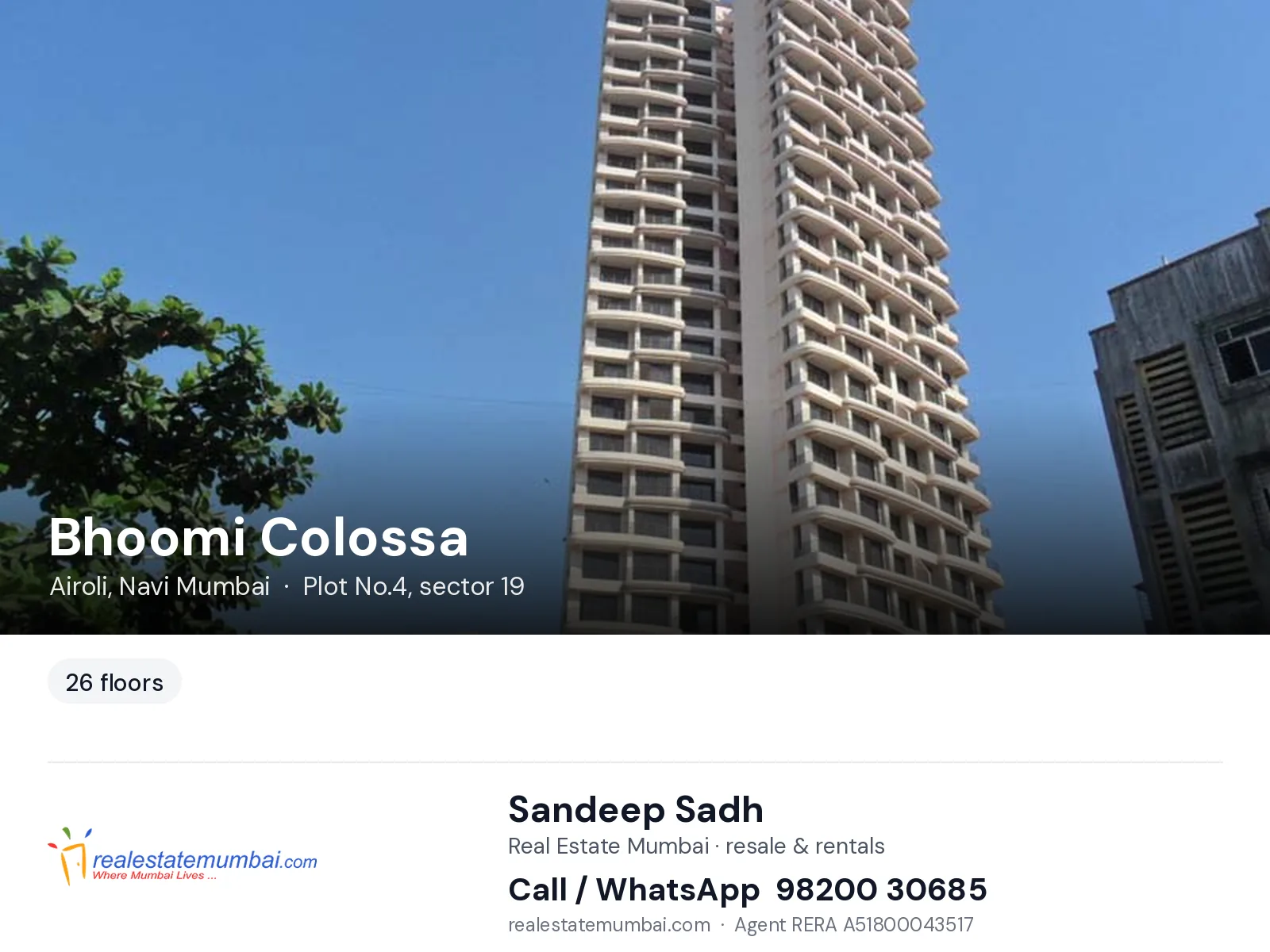 Bhoomi Colossa, Airoli, Navi Mumbai — flats | Real Estate Mumbai, Sandeep Sadh 98200 30685