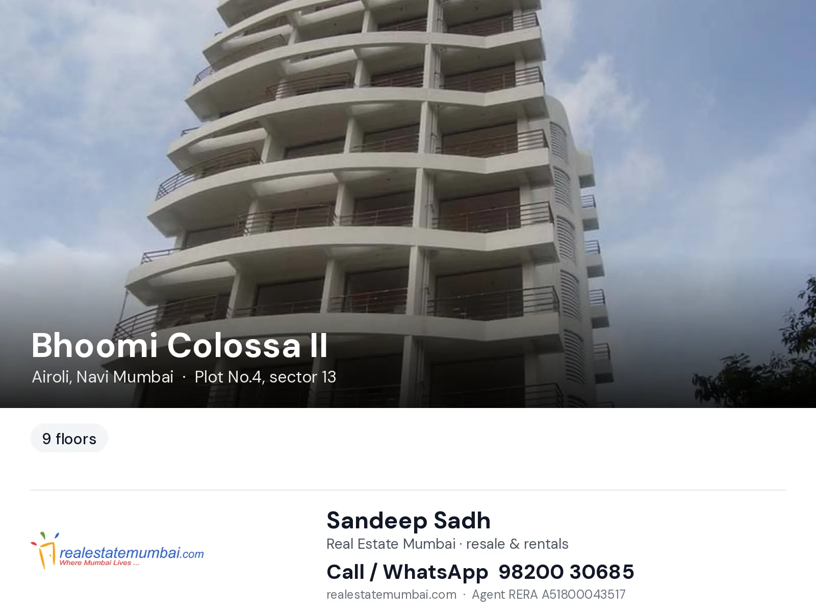 Bhoomi Colossa II, Airoli, Navi Mumbai — flats | Real Estate Mumbai, Sandeep Sadh 98200 30685