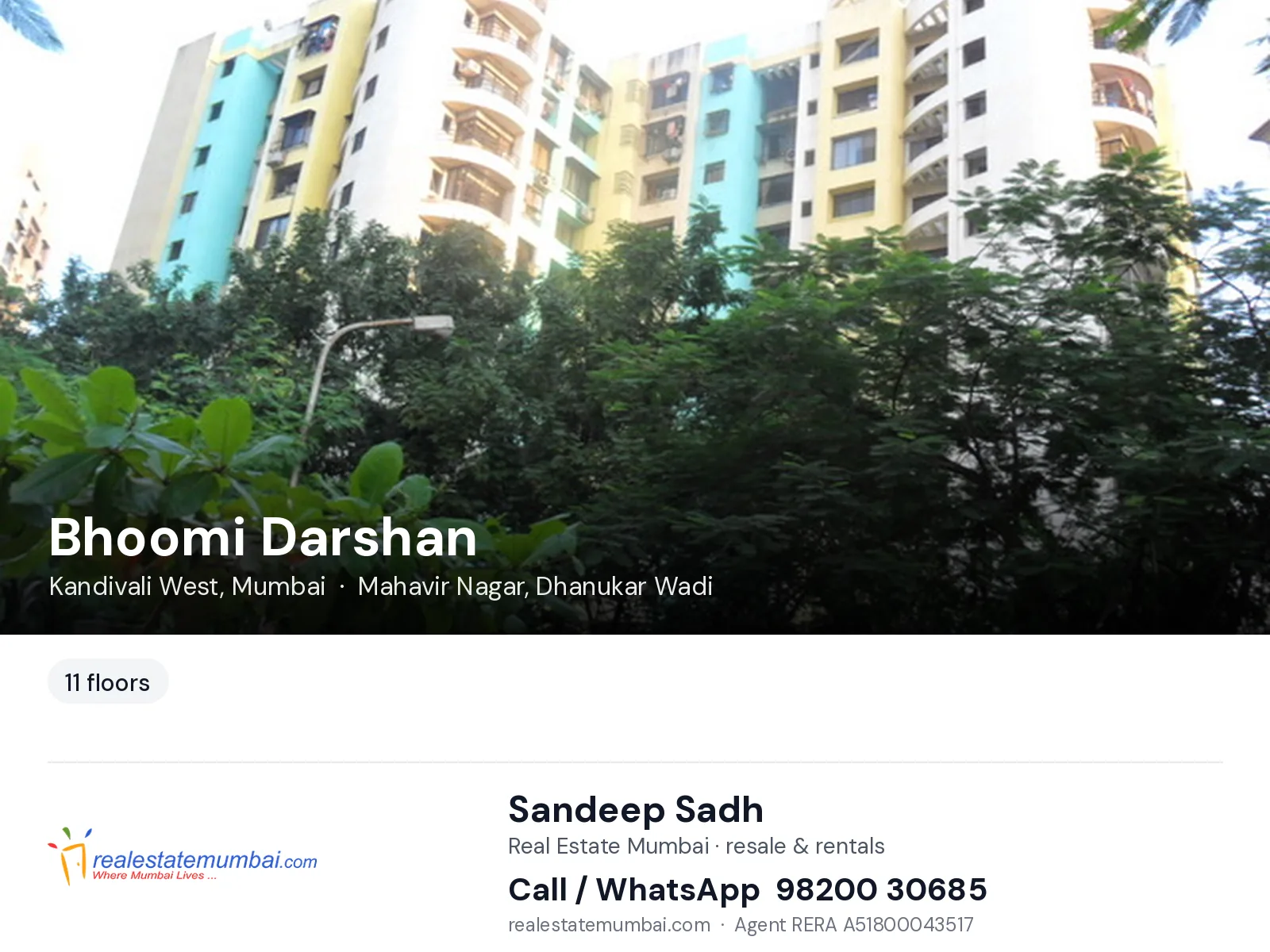 Bhoomi Darshan, Kandivali West, Mumbai — flats | Real Estate Mumbai, Sandeep Sadh 98200 30685