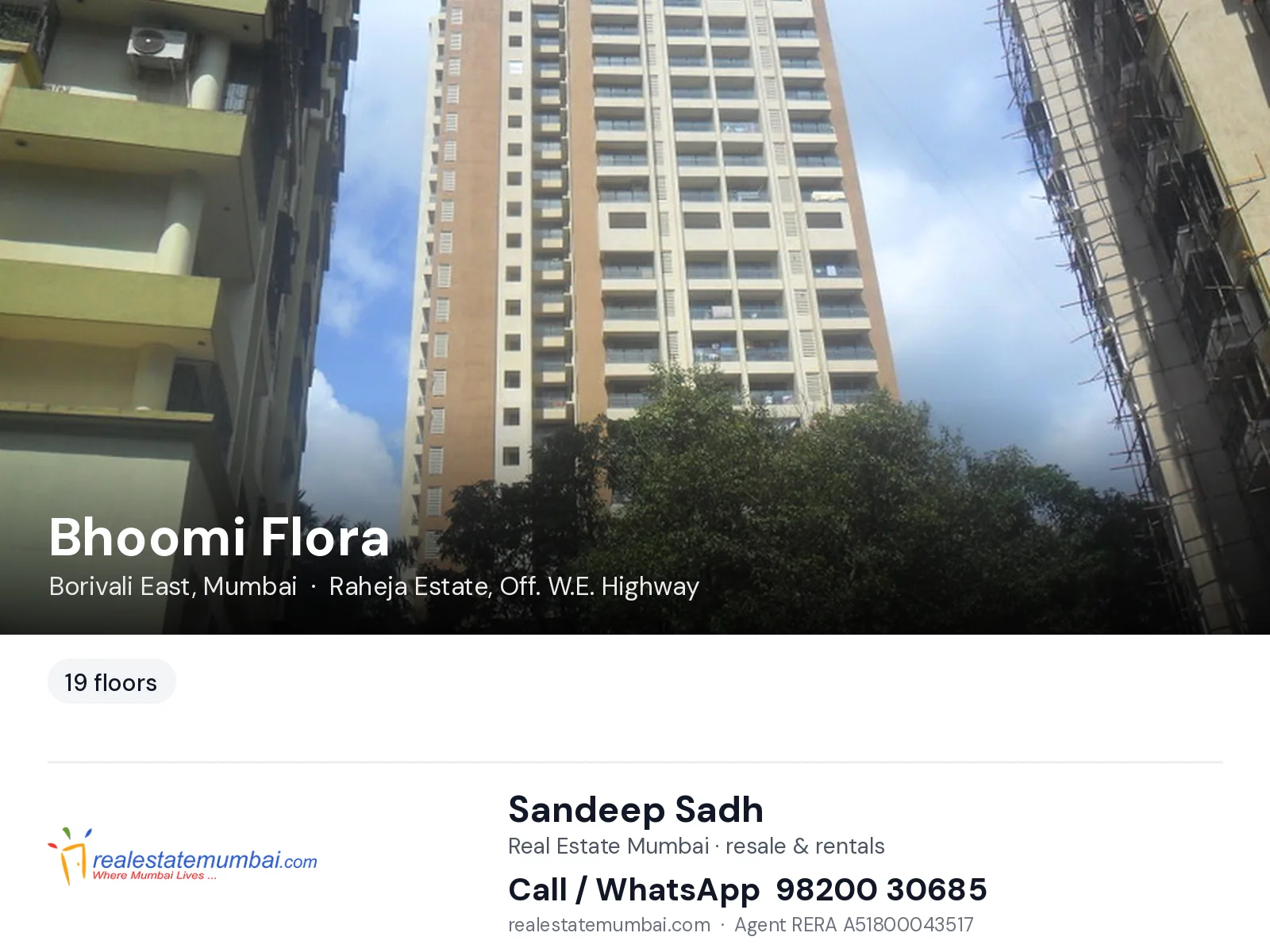 Bhoomi Flora, Borivali East, Mumbai — flats | Real Estate Mumbai, Sandeep Sadh 98200 30685