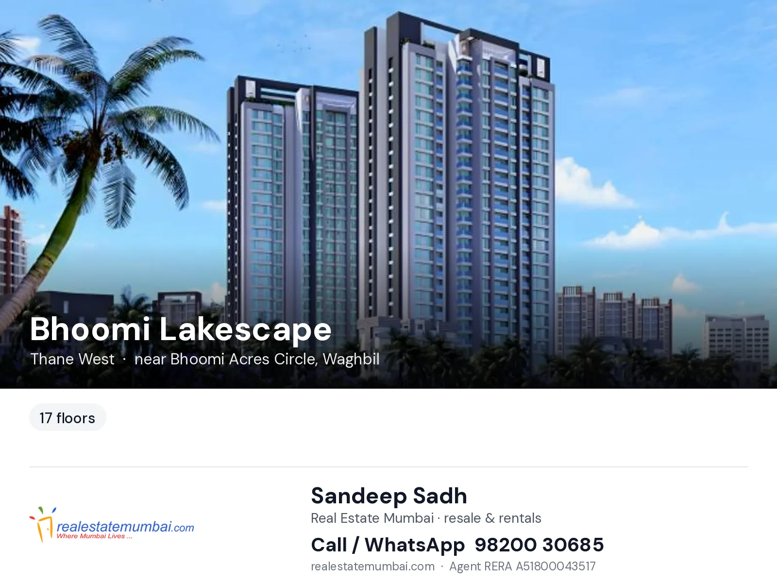 Bhoomi Lakescape, Thane West — flats | Real Estate Mumbai, Sandeep Sadh 98200 30685