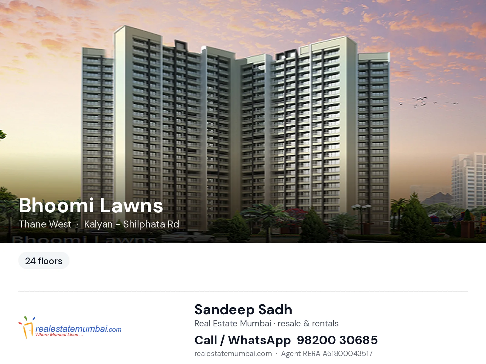Bhoomi Lawns, Thane West — flats | Real Estate Mumbai, Sandeep Sadh 98200 30685