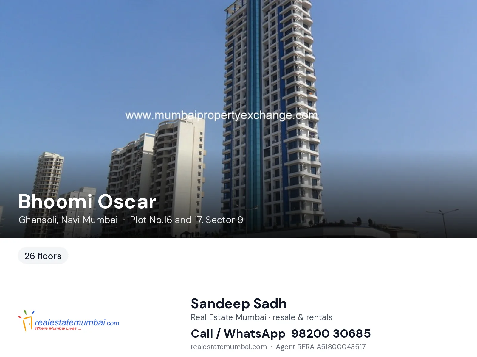 Bhoomi Oscar, Ghansoli, Navi Mumbai — flats | Real Estate Mumbai, Sandeep Sadh 98200 30685