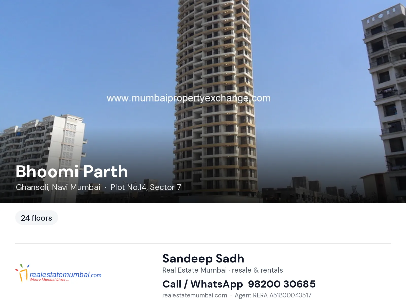 Bhoomi Parth, Ghansoli, Navi Mumbai — flats | Real Estate Mumbai, Sandeep Sadh 98200 30685