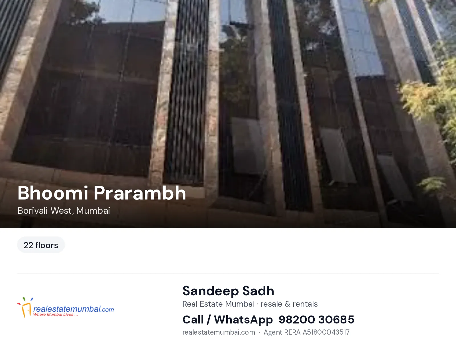 Bhoomi Prarambh, Borivali West, Mumbai — flats | Real Estate Mumbai, Sandeep Sadh 98200 30685