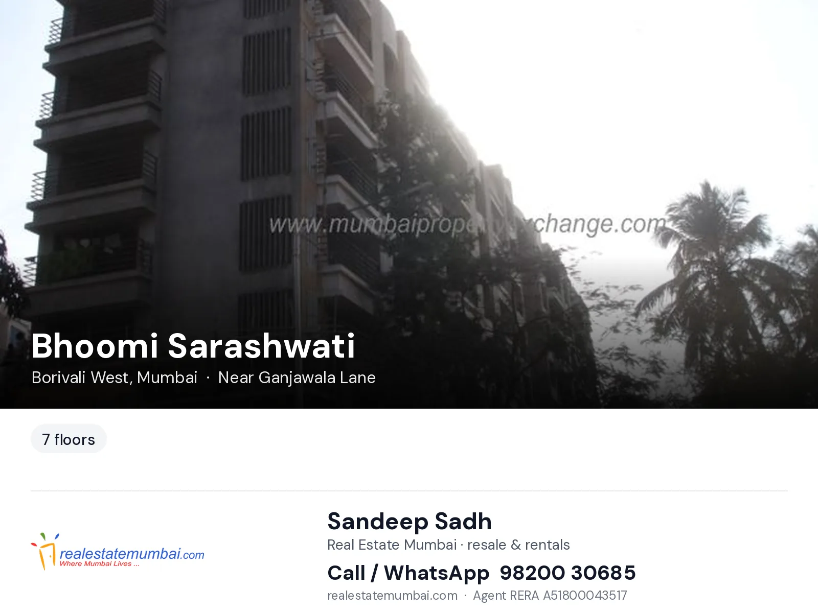 Bhoomi Sarashwati, Borivali West, Mumbai — flats | Real Estate Mumbai, Sandeep Sadh 98200 30685