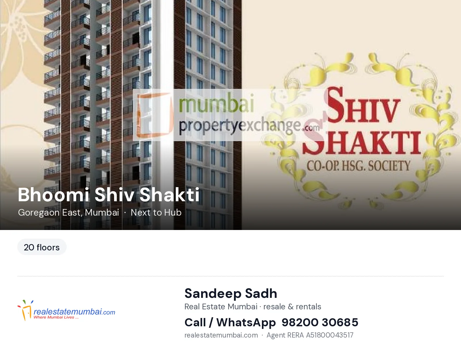 Bhoomi Shiv Shakti, Goregaon East, Mumbai — flats | Real Estate Mumbai, Sandeep Sadh 98200 30685