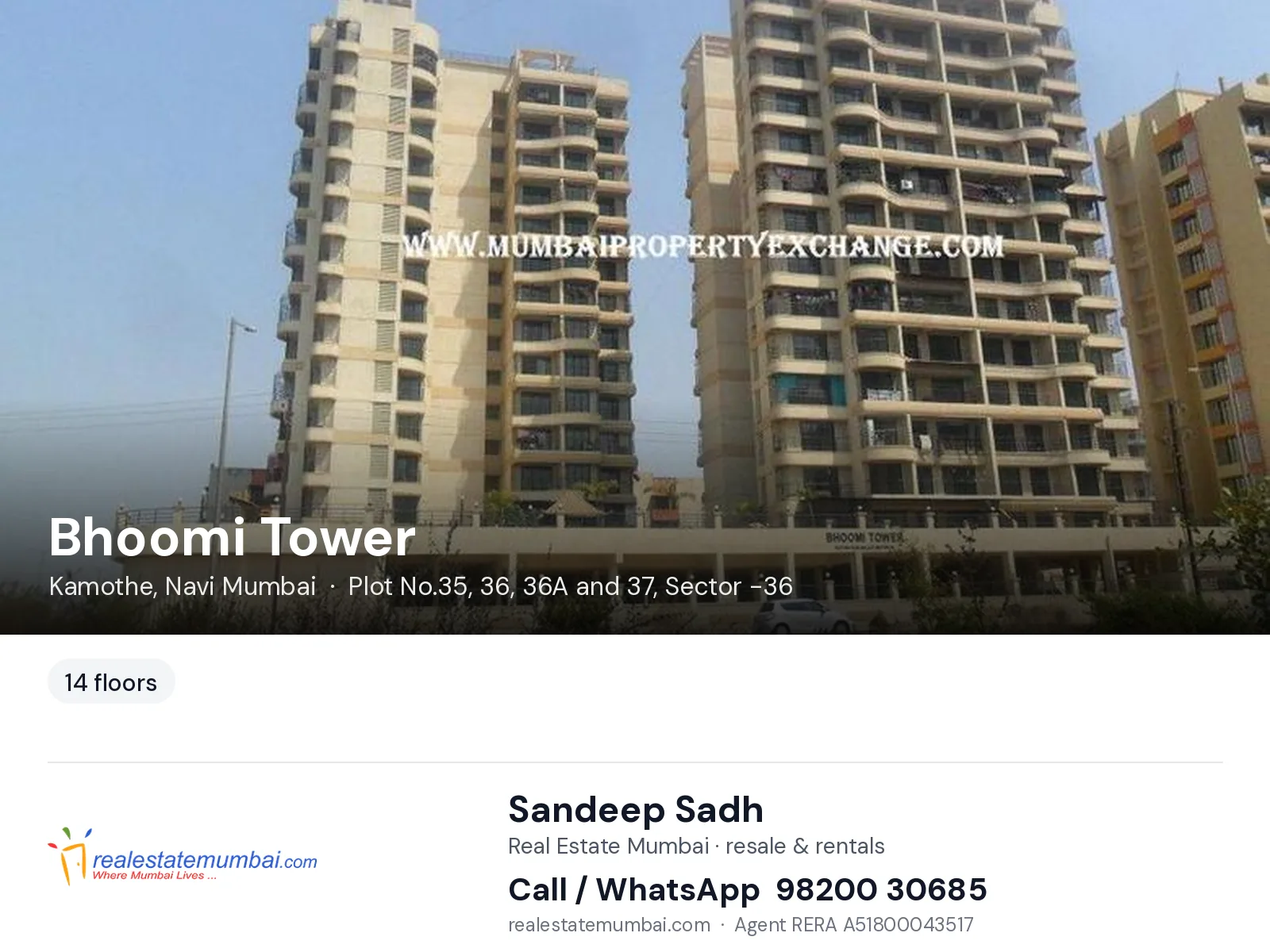 Bhoomi Tower, Kamothe, Navi Mumbai — flats | Real Estate Mumbai, Sandeep Sadh 98200 30685