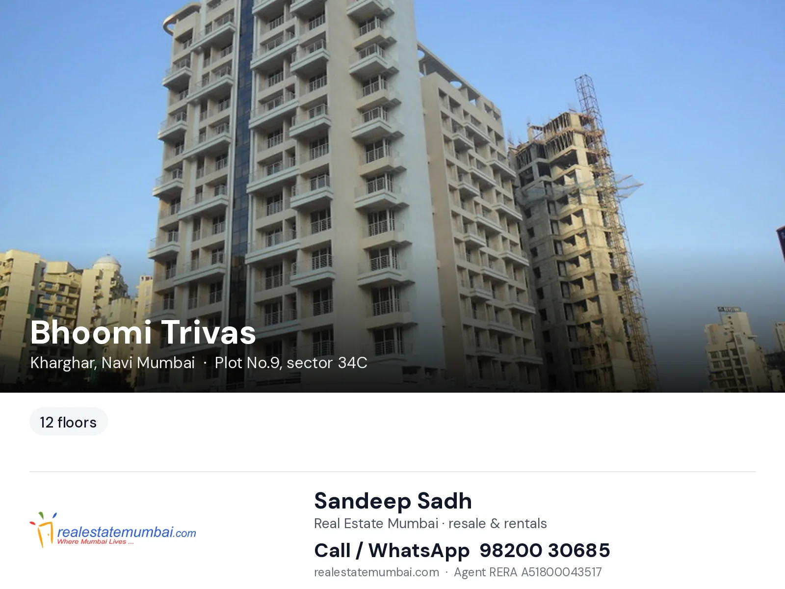 Bhoomi Trivas, Kharghar, Navi Mumbai — flats | Real Estate Mumbai, Sandeep Sadh 98200 30685