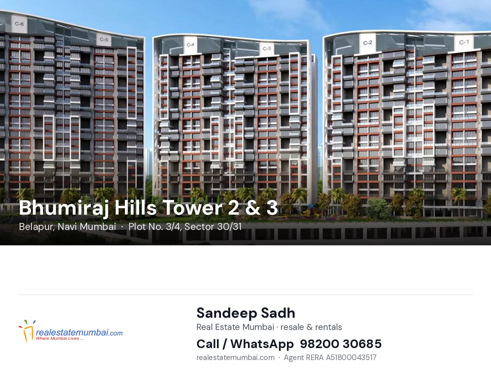 Bhumiraj Hills Tower 2 & 3, Belapur, Navi Mumbai — flats | Real Estate Mumbai, Sandeep Sadh 98200 30685