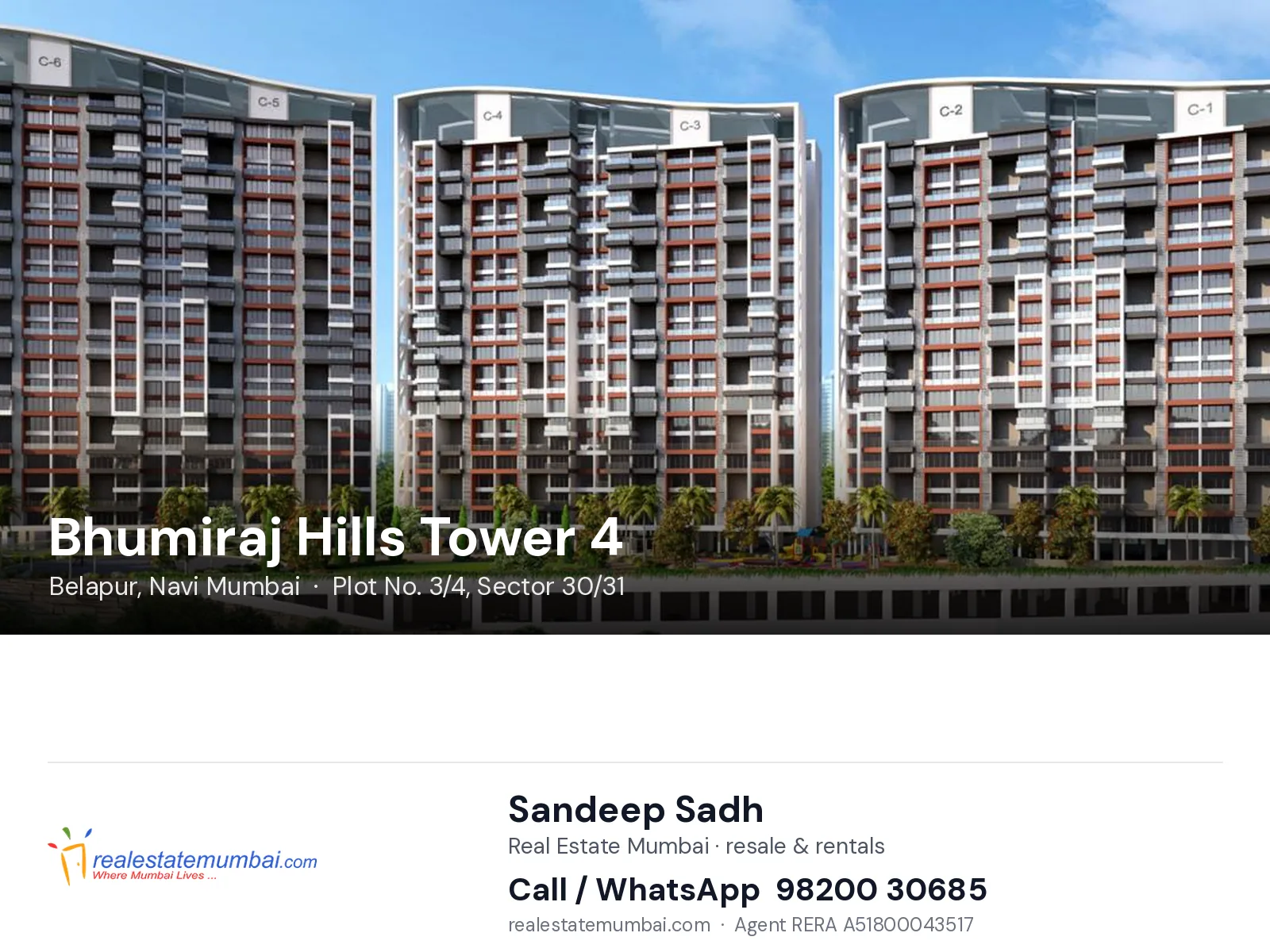 Bhumiraj Hills Tower 4, Belapur, Navi Mumbai — flats | Real Estate Mumbai, Sandeep Sadh 98200 30685