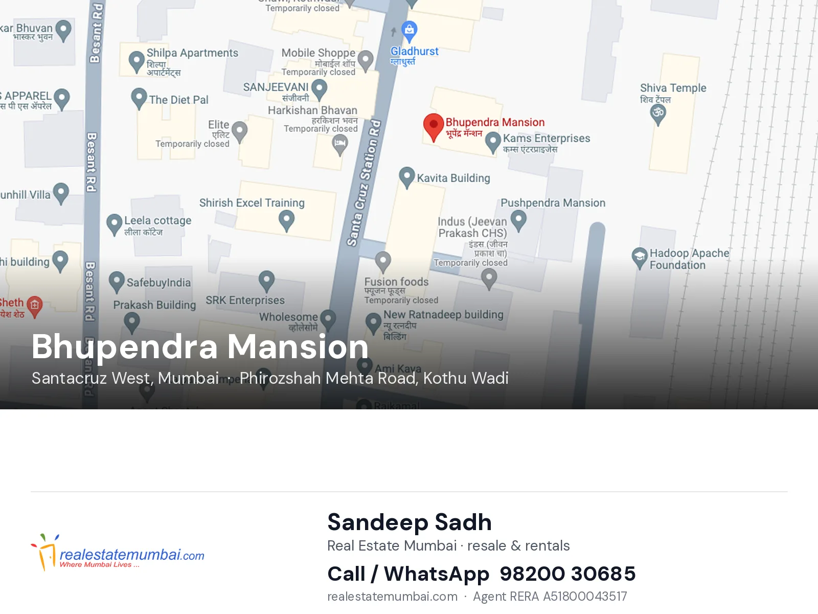 Bhupendra Mansion, Santacruz West, Mumbai — flats | Real Estate Mumbai, Sandeep Sadh 98200 30685