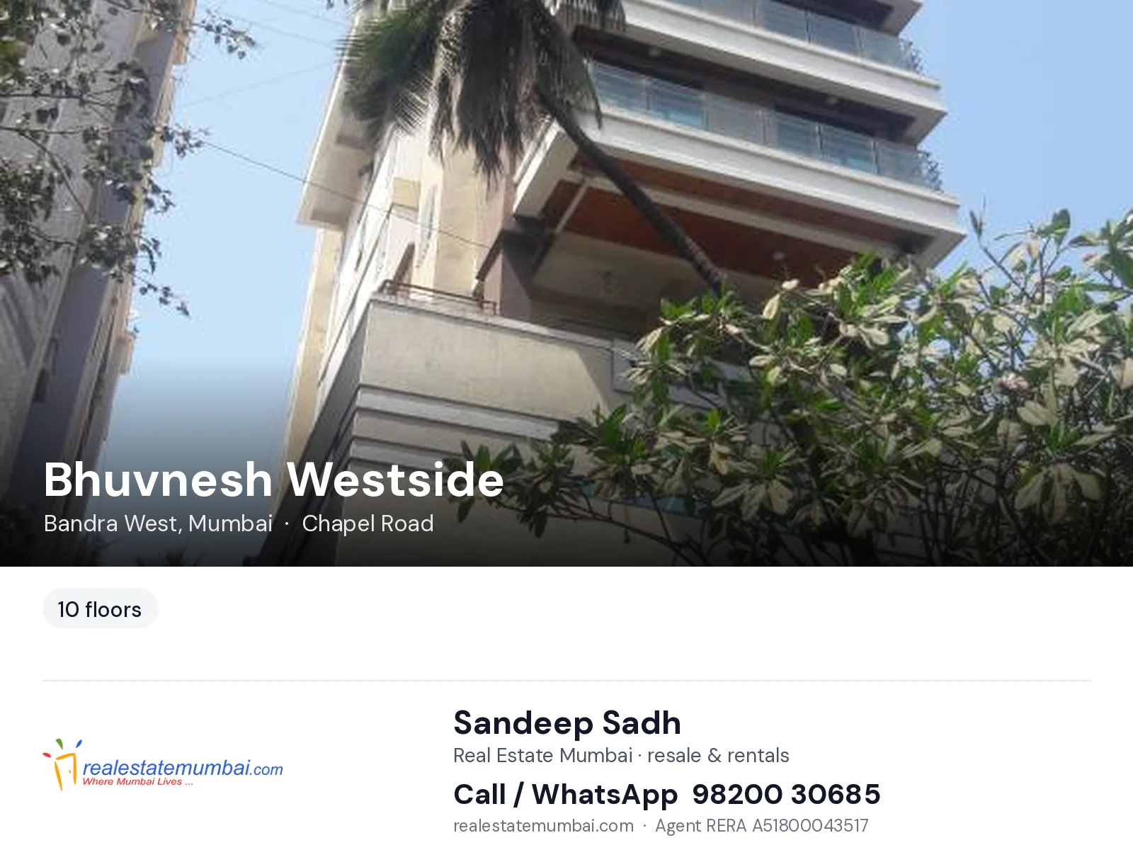 Bhuvnesh Westside, Bandra West, Mumbai — flats | Real Estate Mumbai, Sandeep Sadh 98200 30685