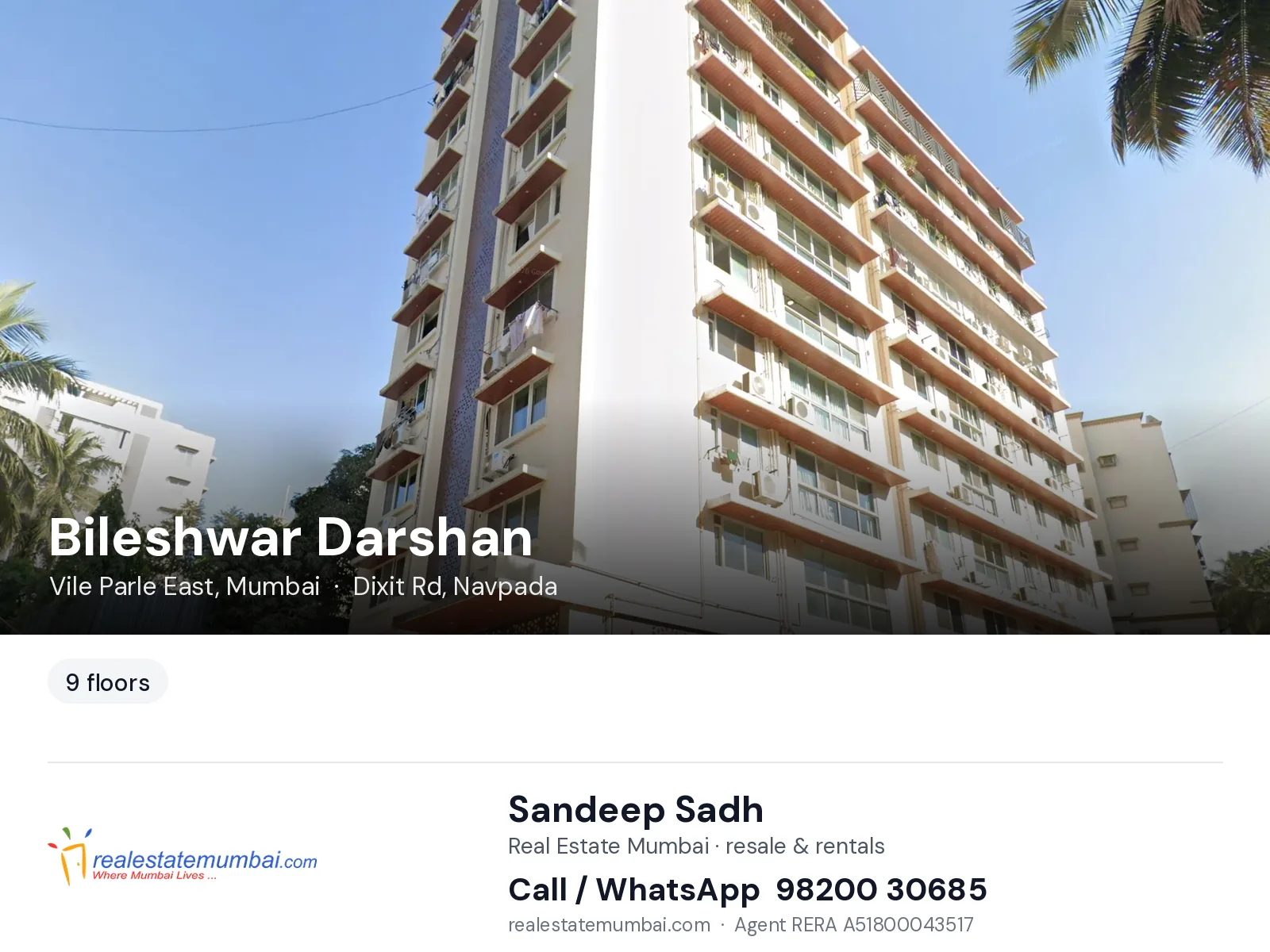 Bileshwar Darshan, Vile Parle East, Mumbai — flats | Real Estate Mumbai, Sandeep Sadh 98200 30685