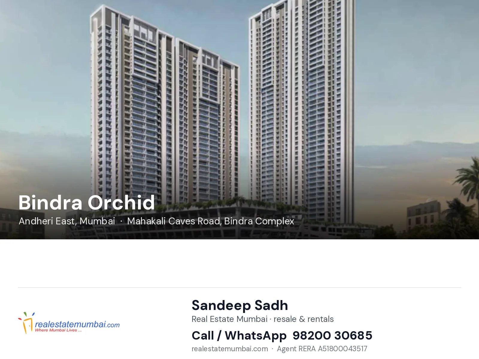 Bindra Orchid, Andheri East, Mumbai — flats | Real Estate Mumbai, Sandeep Sadh 98200 30685