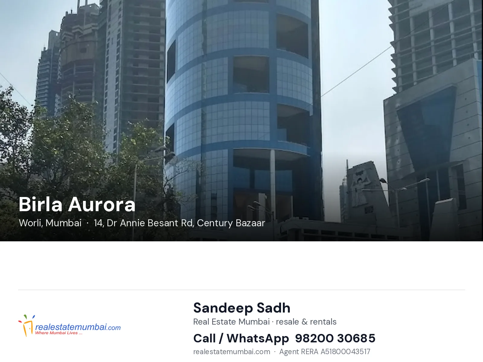 Birla Aurora, Worli, Mumbai — flats | Real Estate Mumbai, Sandeep Sadh 98200 30685