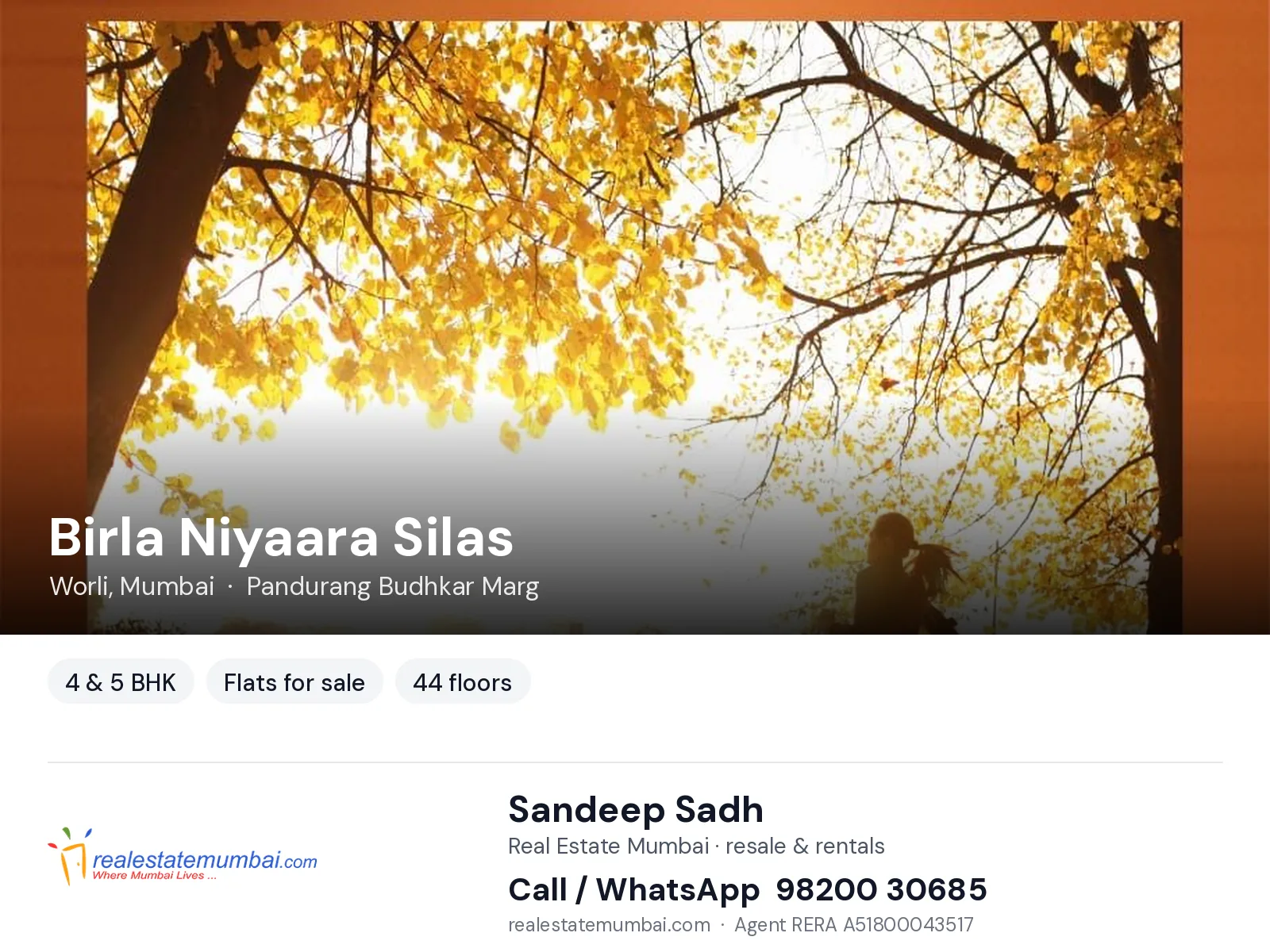 Birla Niyaara Silas, Worli, Mumbai — 4 & 5 BHK flats for sale | Real Estate Mumbai, Sandeep Sadh 98200 30685