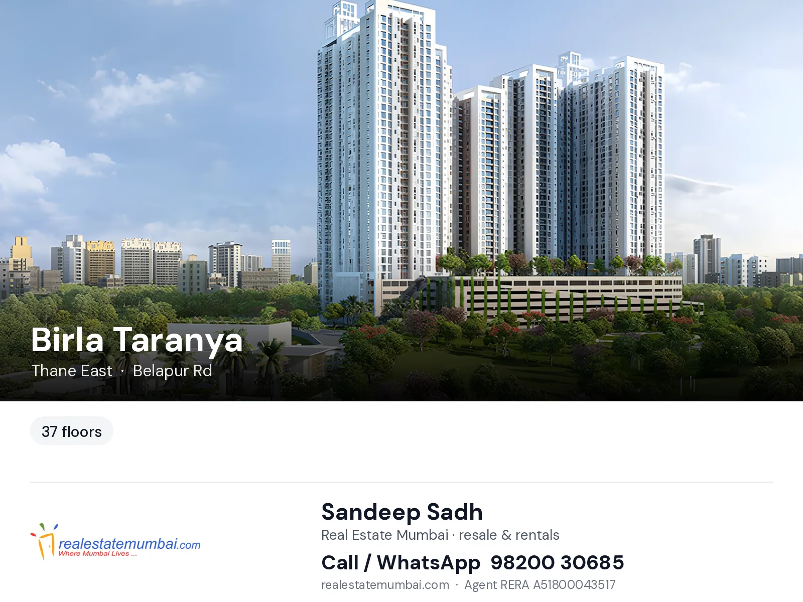 Birla Taranya, Thane East — flats | Real Estate Mumbai, Sandeep Sadh 98200 30685