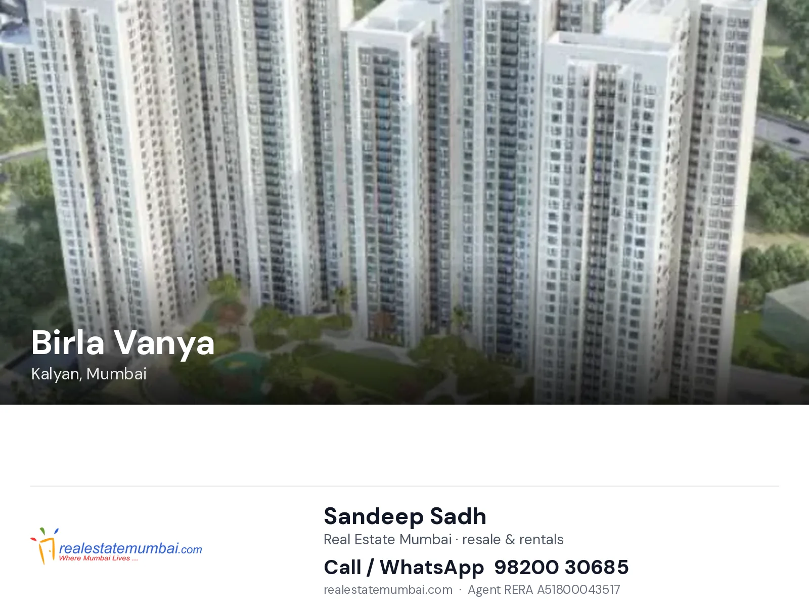 Birla Vanya, Kalyan, Mumbai — flats | Real Estate Mumbai, Sandeep Sadh 98200 30685