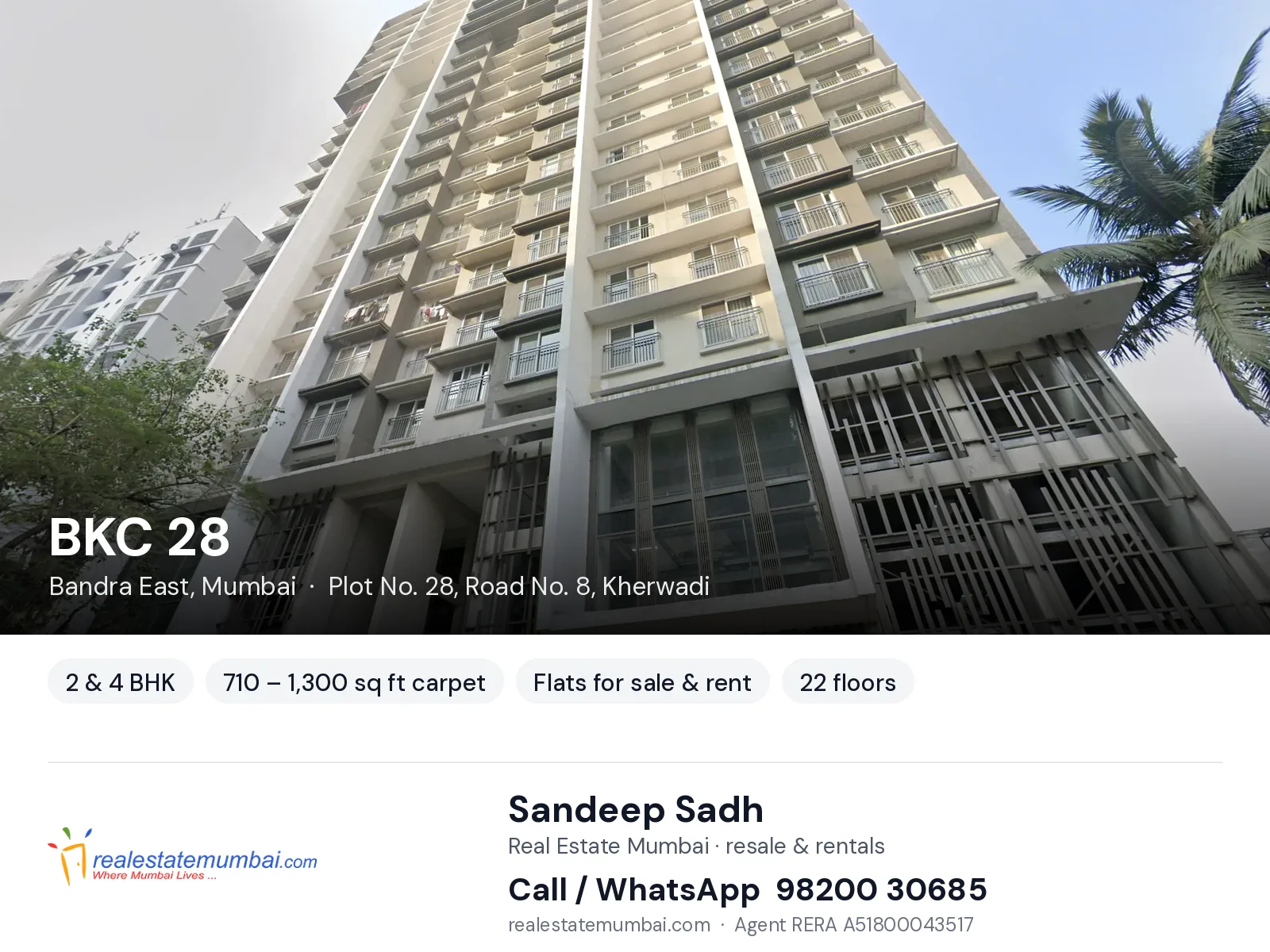 BKC 28, Bandra East, Mumbai — 2 & 4 BHK flats for sale & rent | Real Estate Mumbai, Sandeep Sadh 98200 30685