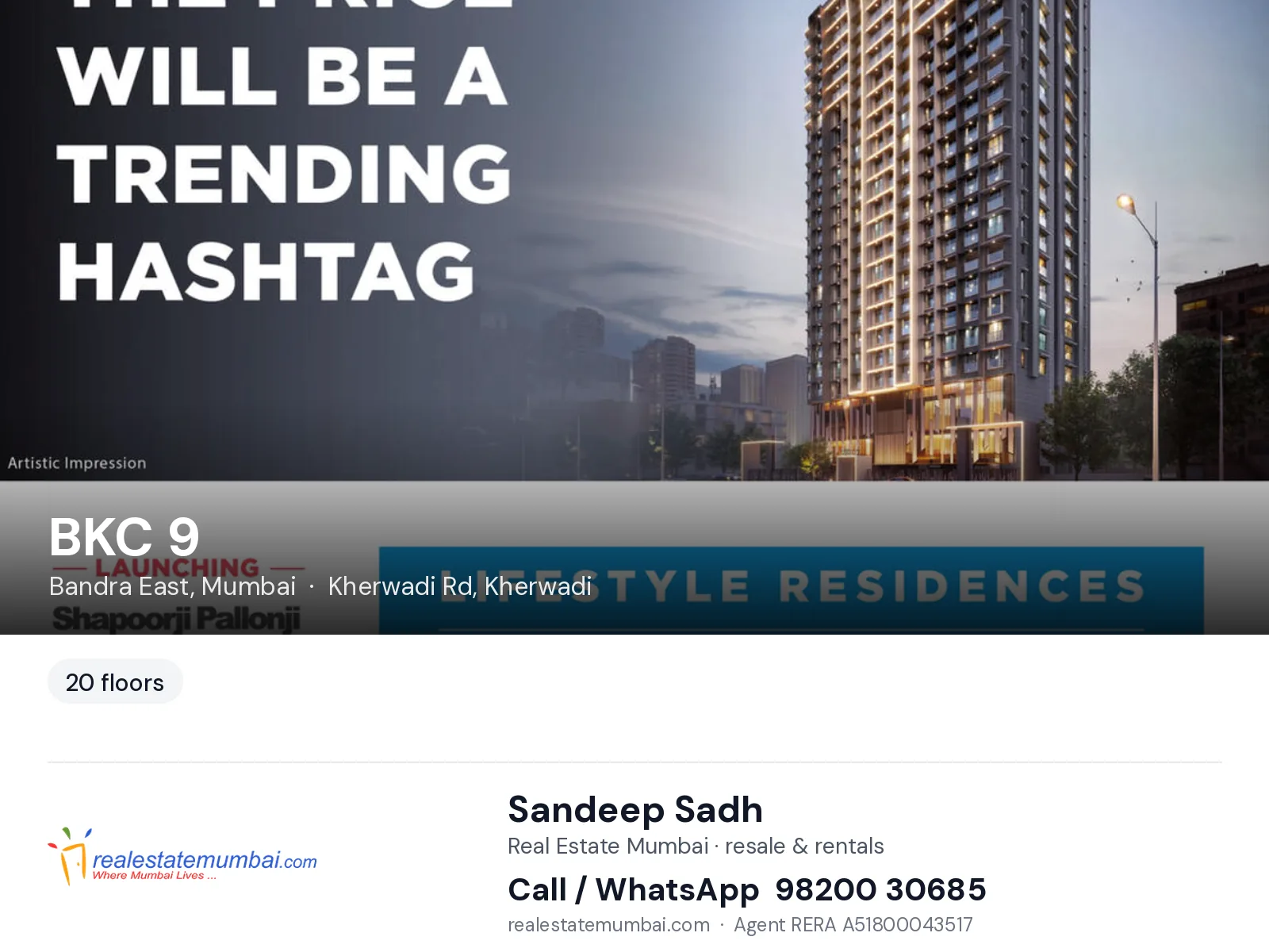 BKC 9, Bandra East, Mumbai — flats | Real Estate Mumbai, Sandeep Sadh 98200 30685