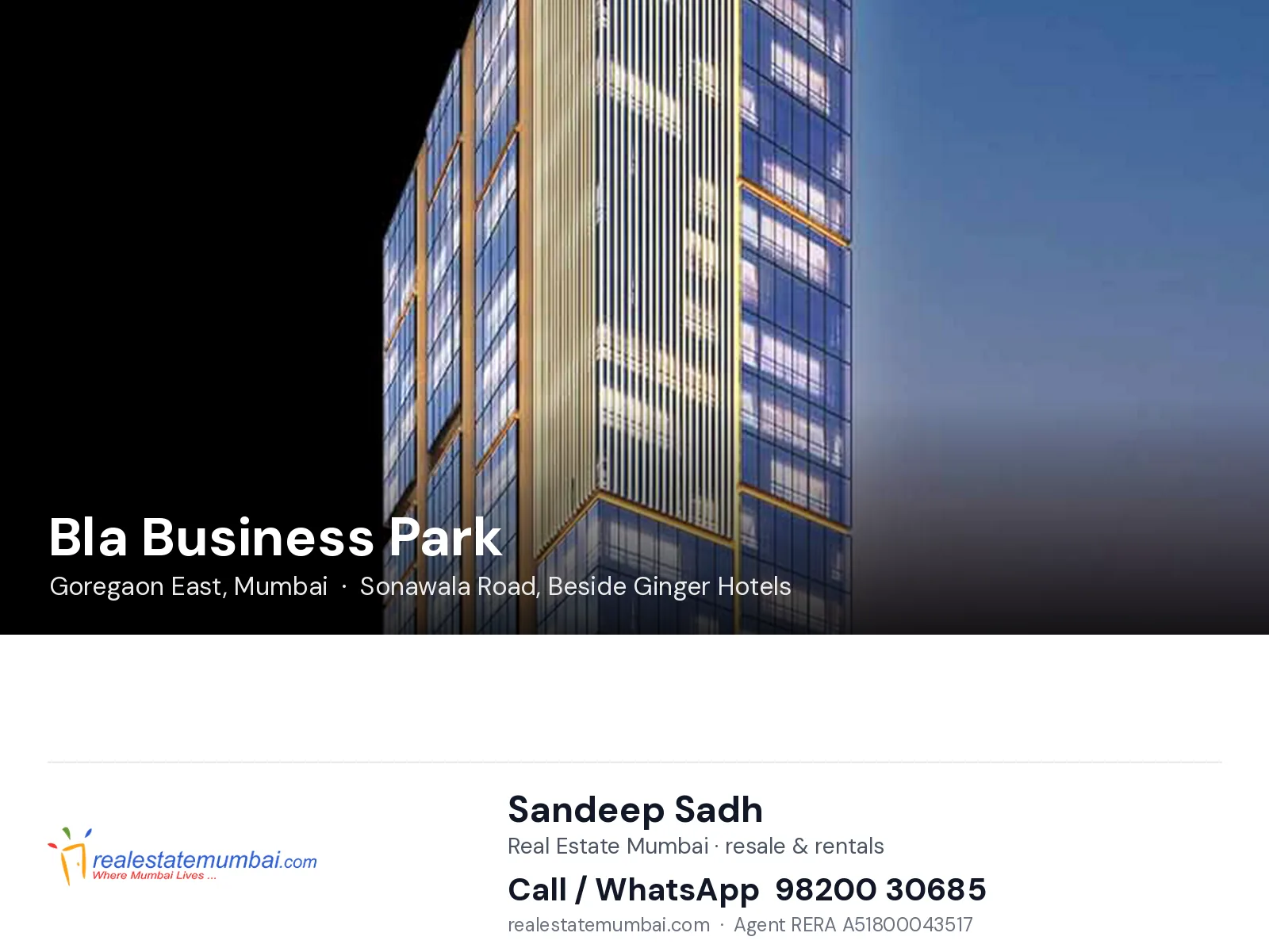Bla Business Park, Goregaon East, Mumbai — flats | Real Estate Mumbai, Sandeep Sadh 98200 30685