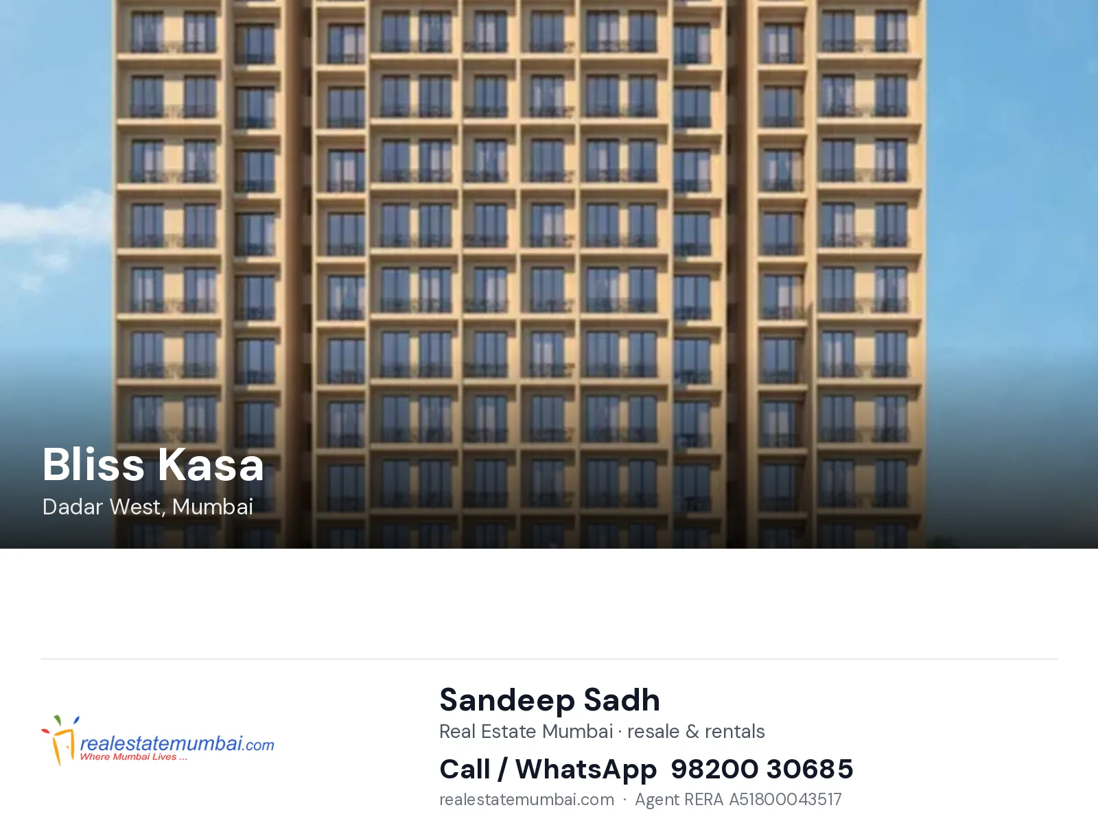 Bliss Kasa, Dadar West, Mumbai — flats | Real Estate Mumbai, Sandeep Sadh 98200 30685