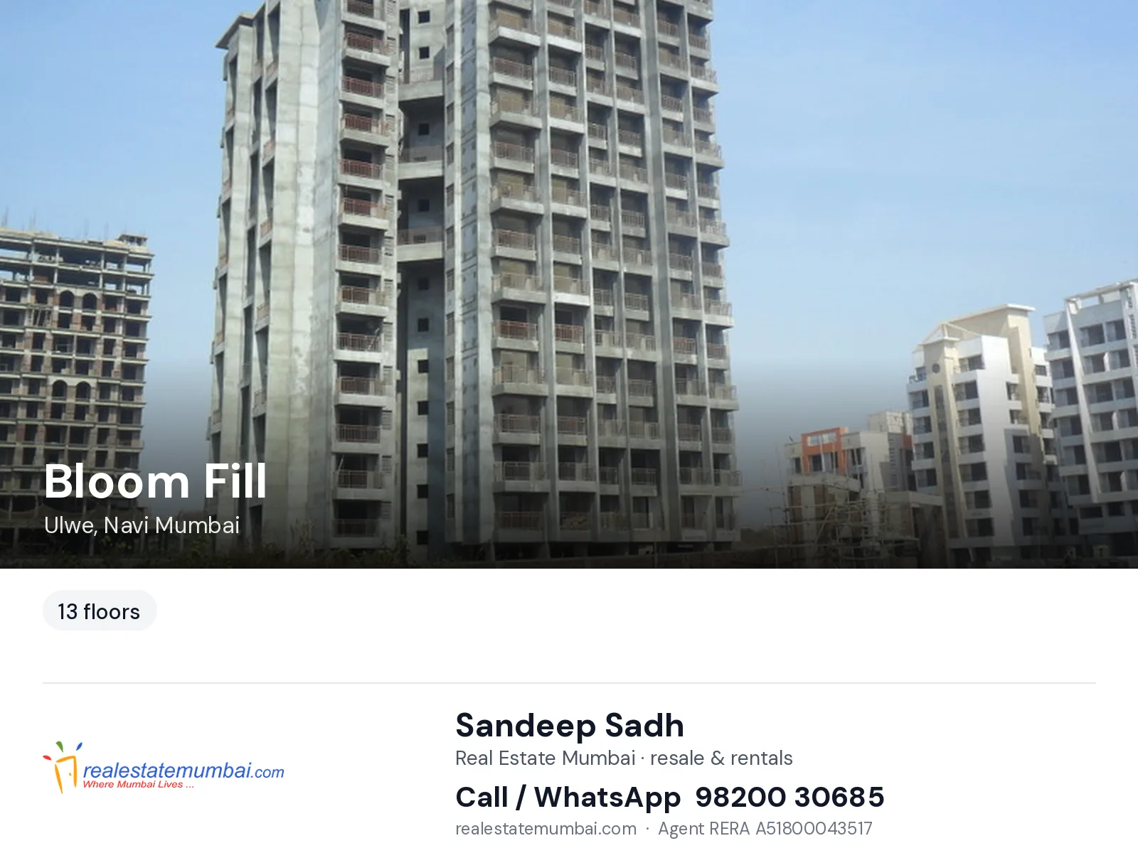 Bloom Fill, Ulwe, Navi Mumbai — flats | Real Estate Mumbai, Sandeep Sadh 98200 30685