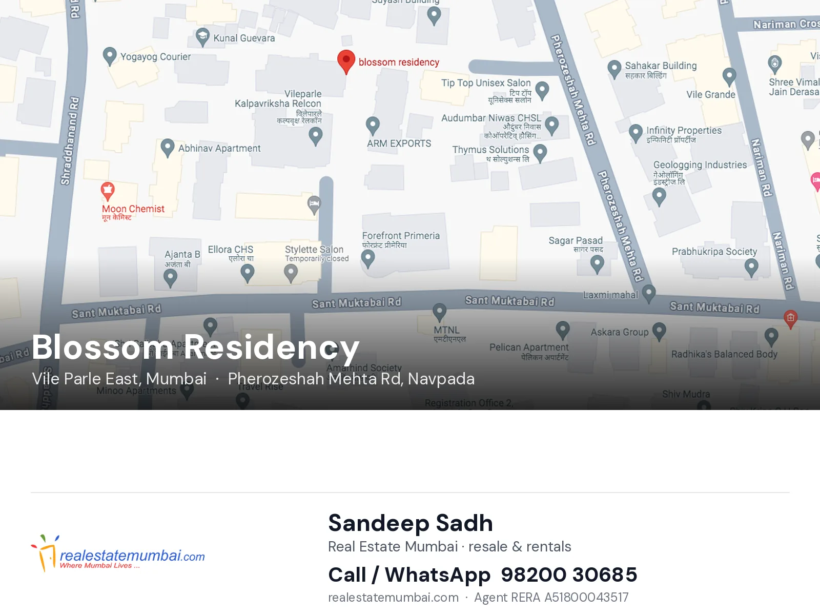 Blossom Residency, Vile Parle East, Mumbai — flats | Real Estate Mumbai, Sandeep Sadh 98200 30685
