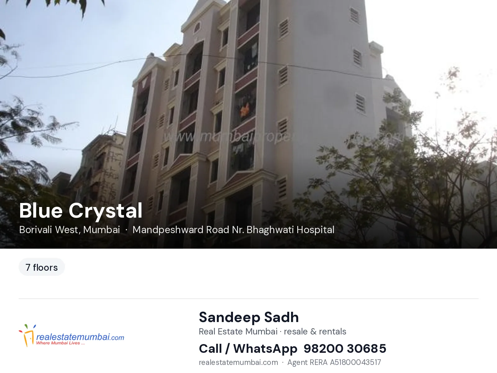 Blue Crystal, Borivali West, Mumbai — flats | Real Estate Mumbai, Sandeep Sadh 98200 30685