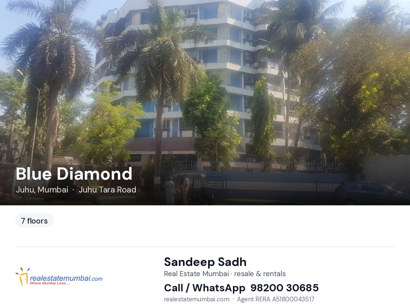 Blue Diamond, Juhu, Mumbai — flats | Real Estate Mumbai, Sandeep Sadh 98200 30685