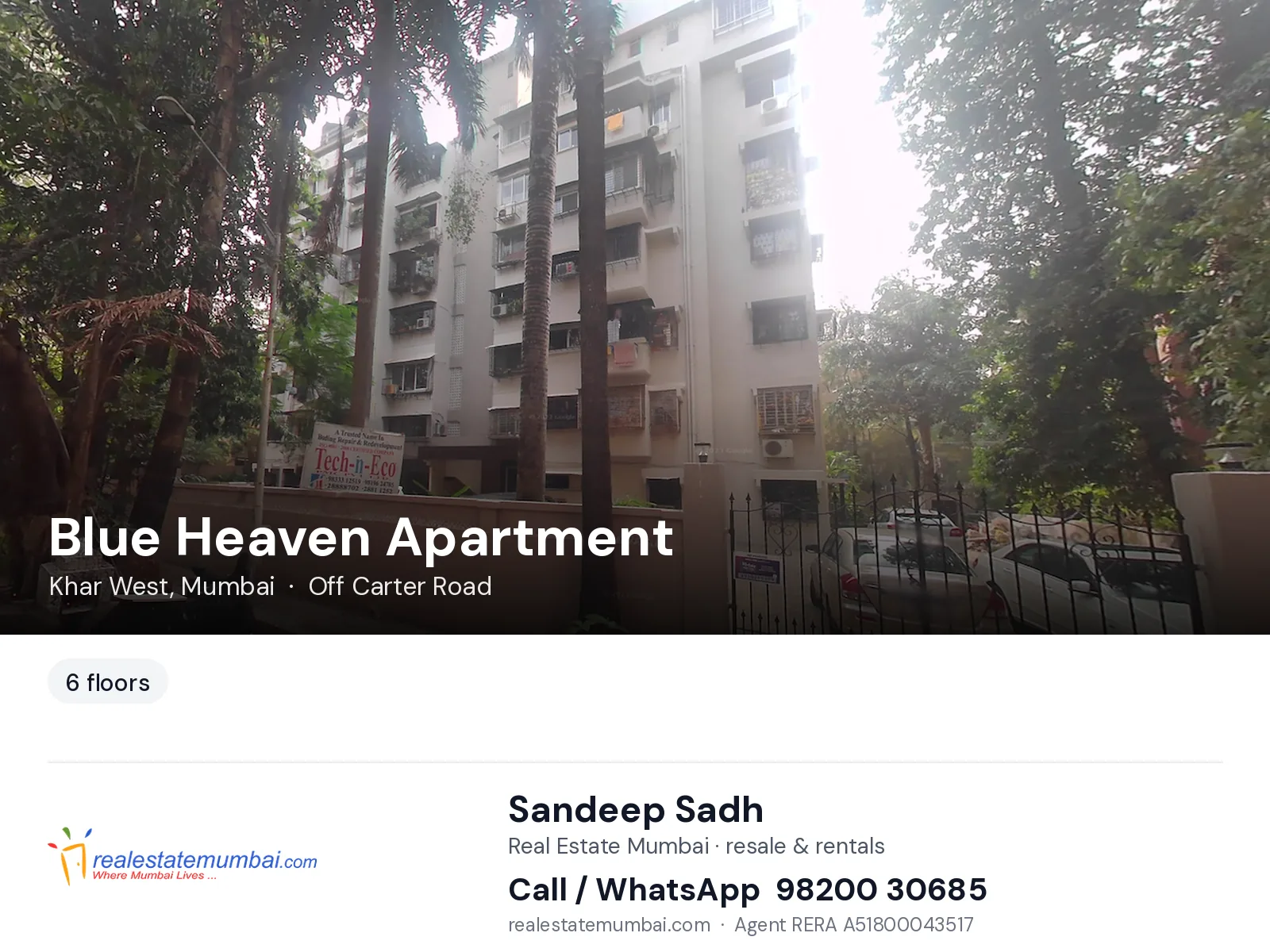 Blue Heaven Apartment, Khar West, Mumbai — flats | Real Estate Mumbai, Sandeep Sadh 98200 30685