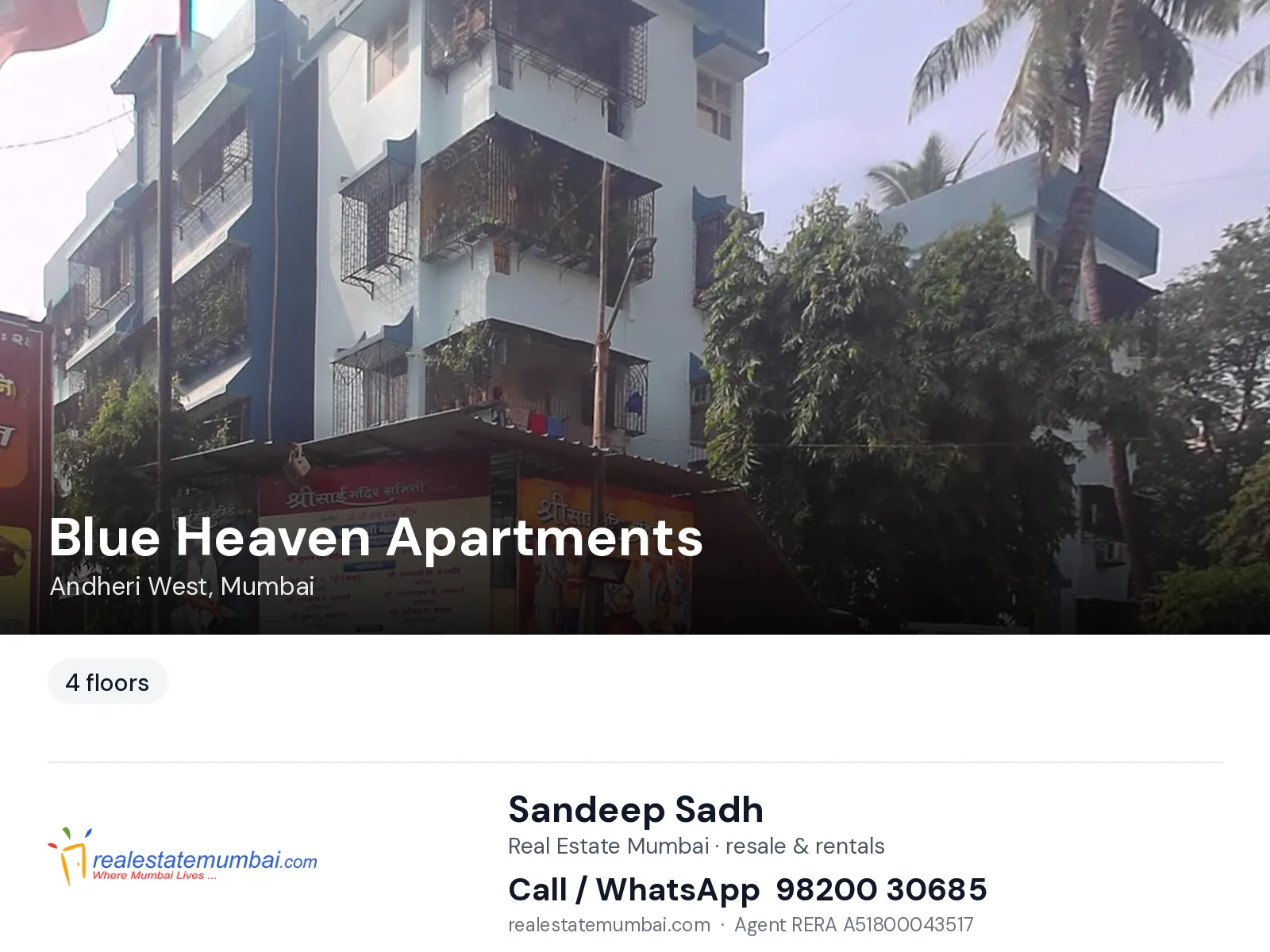 Blue Heaven Apartments, Andheri West, Mumbai — flats | Real Estate Mumbai, Sandeep Sadh 98200 30685