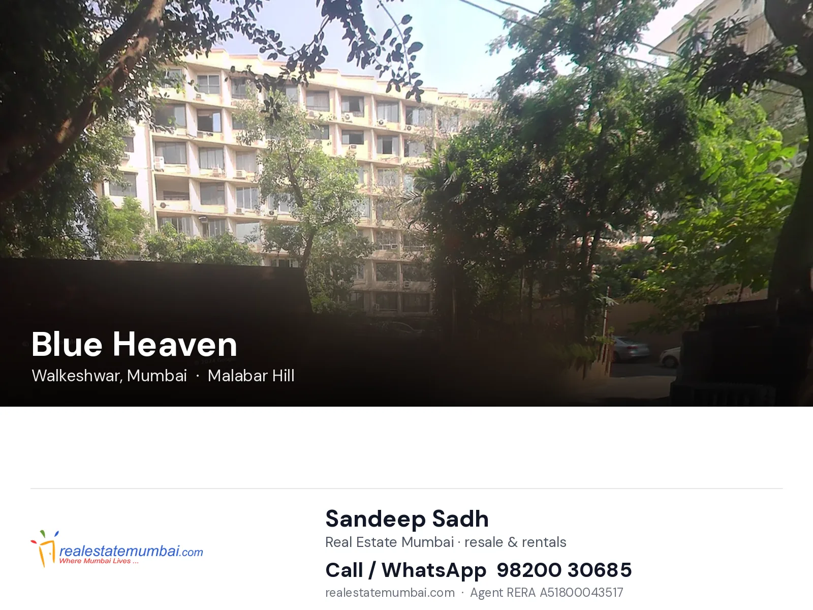 Blue Heaven, Walkeshwar, Mumbai — flats | Real Estate Mumbai, Sandeep Sadh 98200 30685