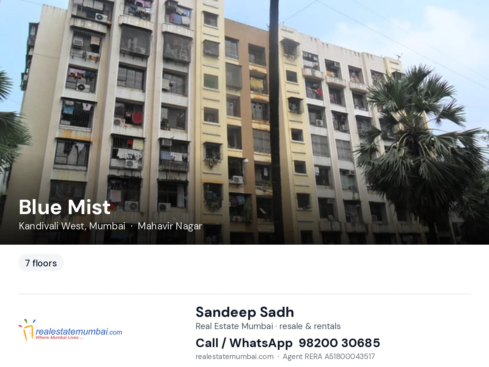 Blue Mist, Kandivali West, Mumbai — flats | Real Estate Mumbai, Sandeep Sadh 98200 30685