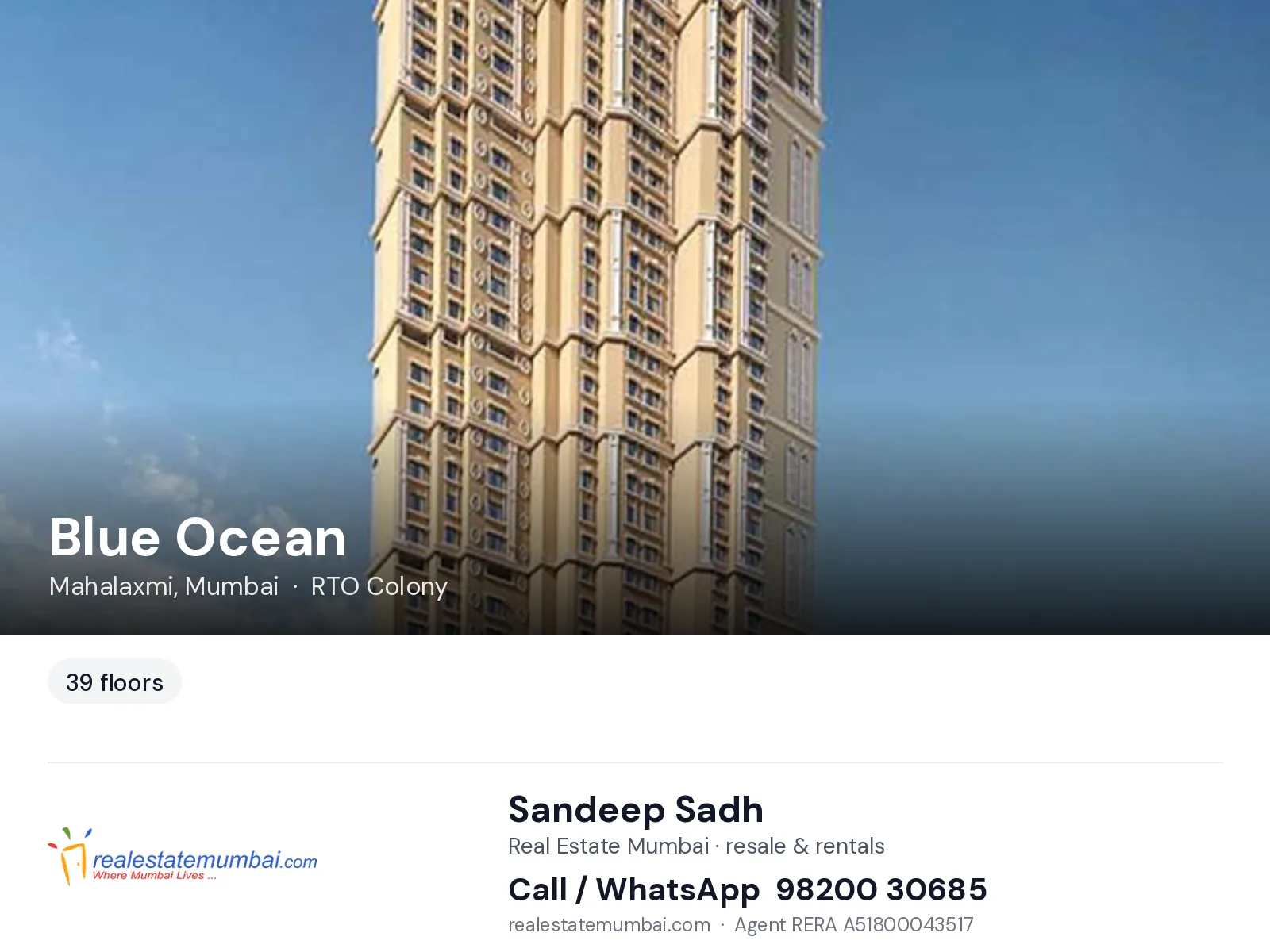 Blue Ocean, Mahalaxmi, Mumbai — flats | Real Estate Mumbai, Sandeep Sadh 98200 30685