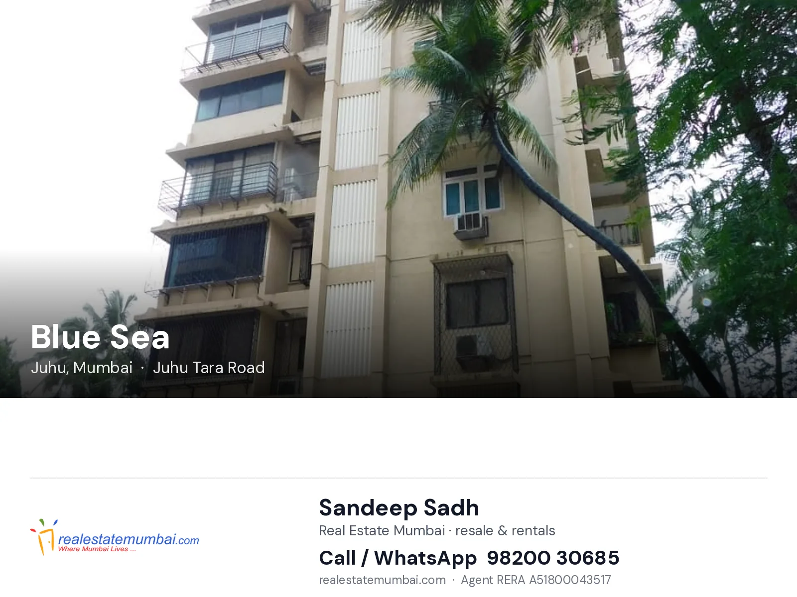 Blue Sea, Juhu, Mumbai — flats | Real Estate Mumbai, Sandeep Sadh 98200 30685